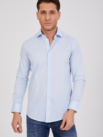 Slim fit Camicia business 'Firenze Essentials Poplin Stretch Man Shirt Light Blue' di 7Camicie in blu: frontale