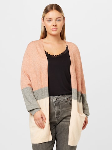 ONLY Carmakoma Knit Cardigan 'New Stone' in Pink: front