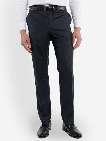 Steffen Klein Slim fit Trousers with creases in Blue: front
