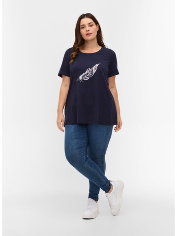 Zizzi T-Shirt 'Echerie' in Blau