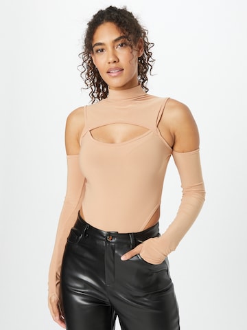 Femme Luxe Shirt body 'MADERA' in Bruin: voorkant