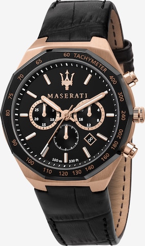 Maserati Analoguhr in Schwarz: predná strana