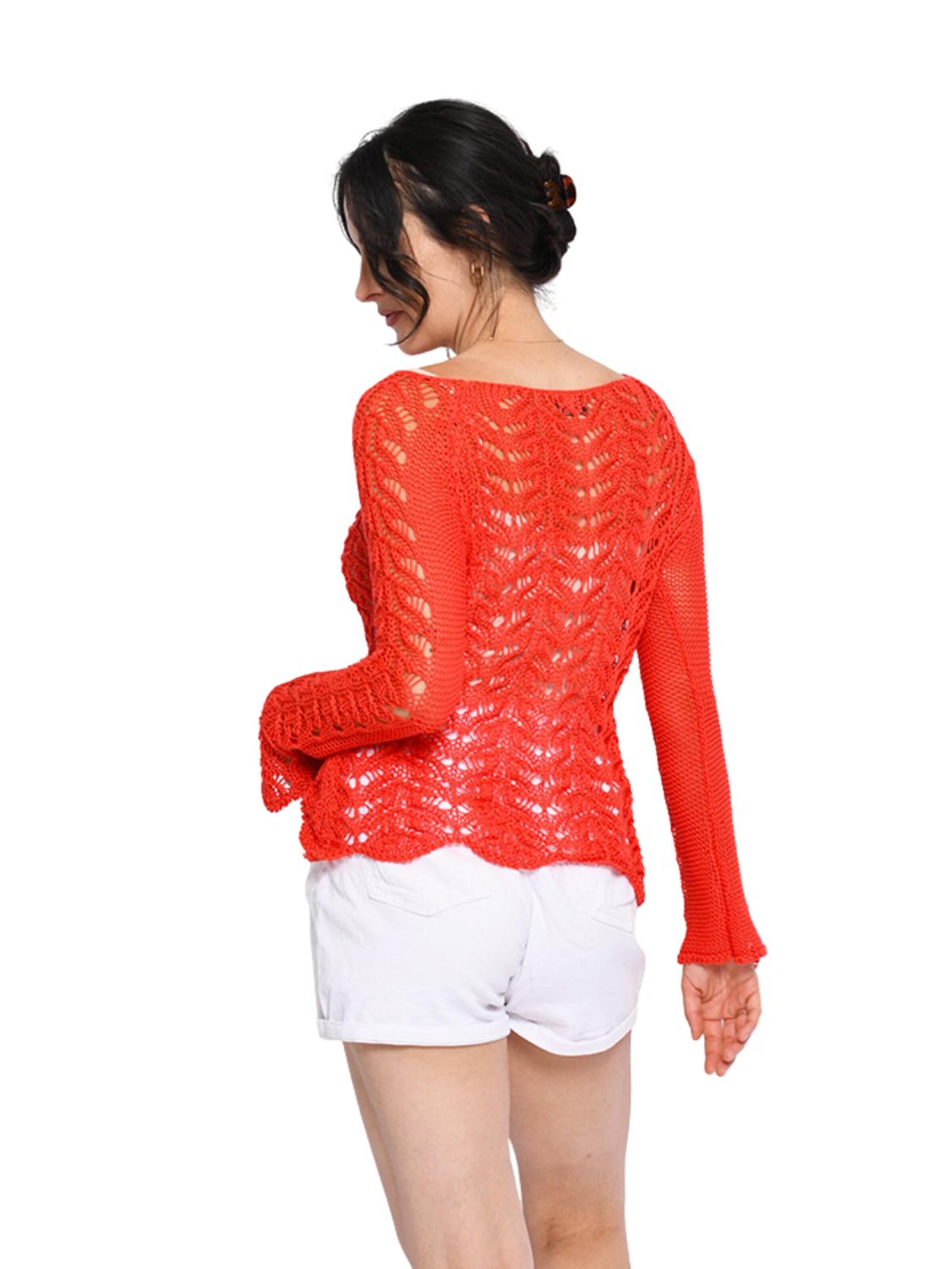 Süel knitwear - Top de punto 'Twin Lace' en naranja