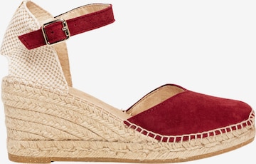 Alhamas Strap sandal 'Alpargata Cuña 7 cm' in Red: front