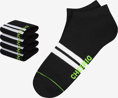 CHEERIO* Meias 'Sneaker Pal' em verde néon / preto / branco, Vista do produto