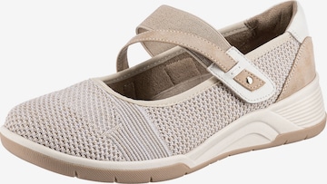 Relife Ballet Flats with Strap in Beige: front