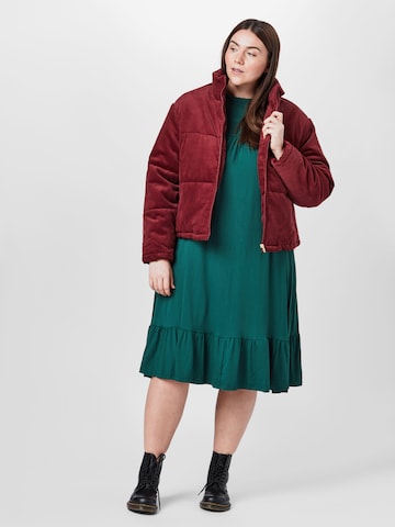 Urban Classics Φθινοπωρινό και ανοιξιάτικο μπουφάν 'Corduroy Puffer Jacket' σε κόκκινο