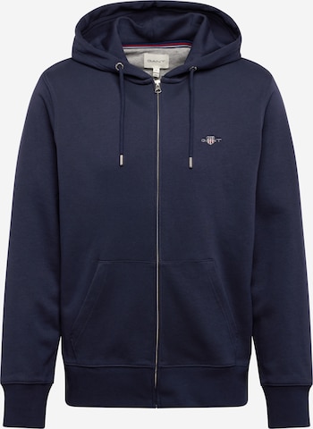 GANT Zip-Up Hoodie in Blue: front