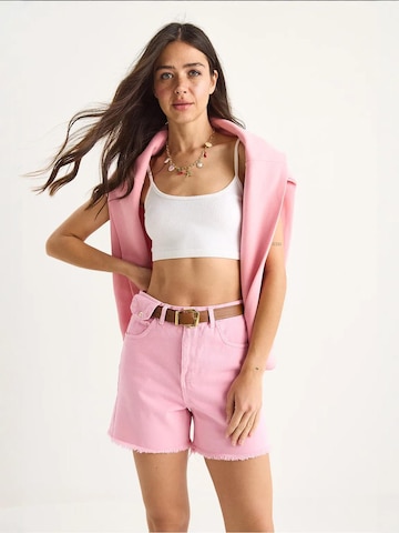 Bianco Lucci Slimfit Jeans in Roze: voorkant
