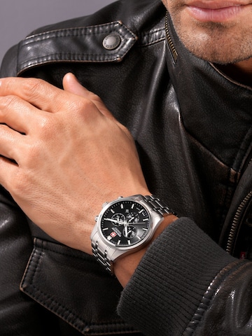 SWISS MILITARY HANOWA Analoog horloge 'Airman First Class' in Zilver: voorkant