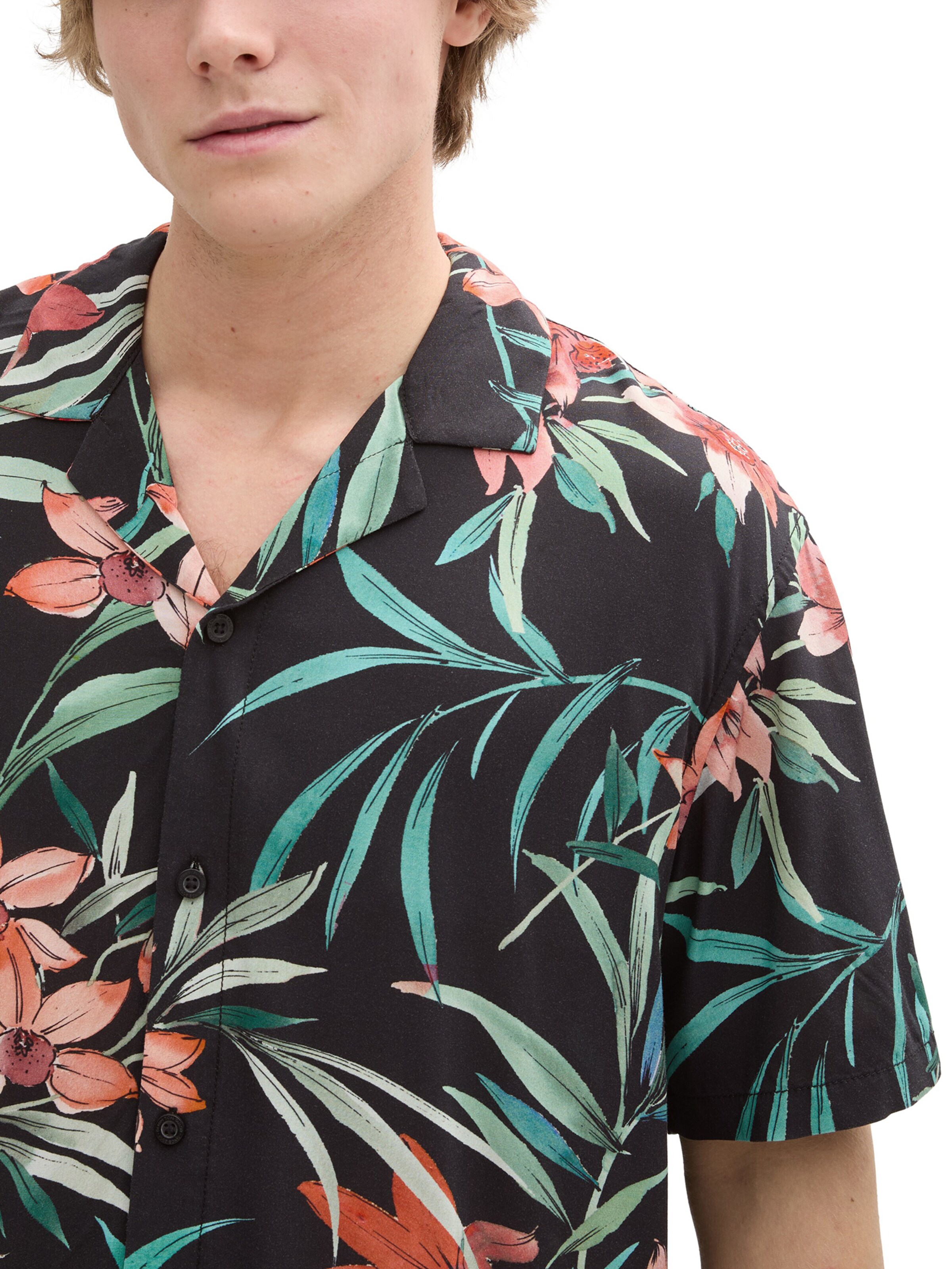 TOM TAILOR DENIM Comfort Fit Košeľa - Čierna