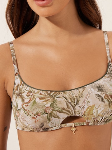 CALZEDONIA Bustier Bikinitop 'Tropical Foliage' in Beige