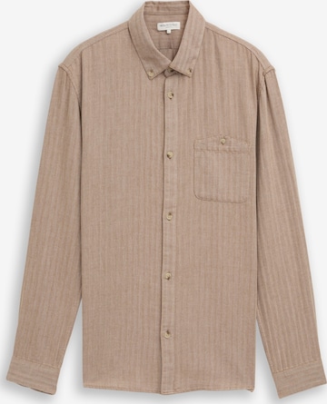 TOM TAILOR DENIM Regular fit Button Up Shirt in Brown: front
