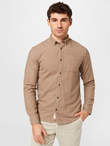 JACK & JONES Regular fit Button Up Shirt 'WALTER' in Beige: front