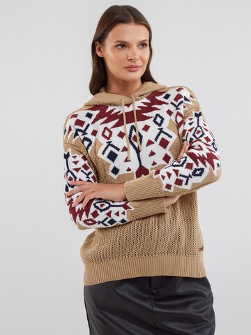 BIG STAR Pullover 'AZTEKA' in Beige: predná strana