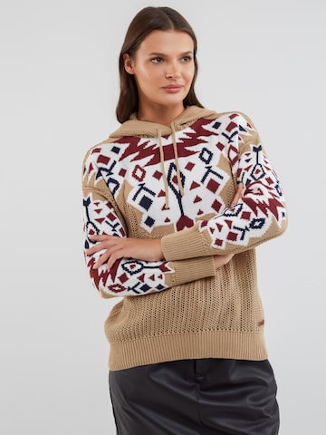 BIG STAR Sweater 'AZTEKA' in Beige: front