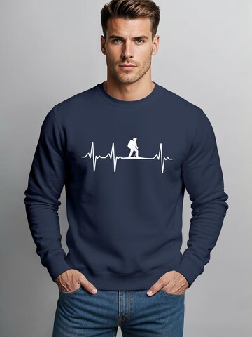 Neverless Sweatshirt 'Wanderer Herzschlag' in Blue