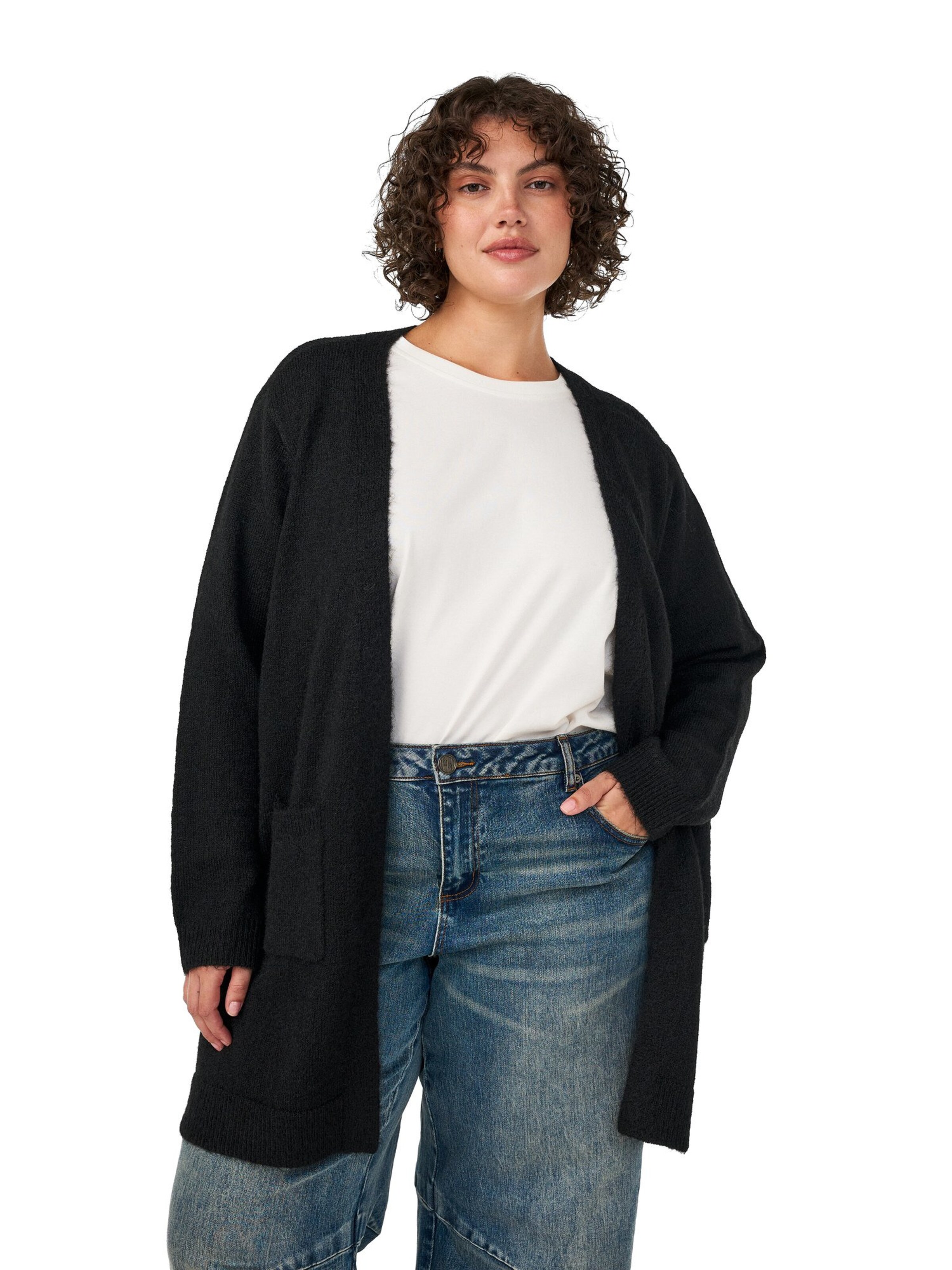 Zizzi Cardigan i sort: forside
