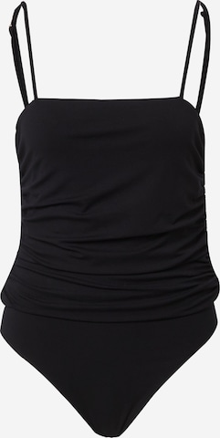 NU-IN Shirt Bodysuit in Black: front