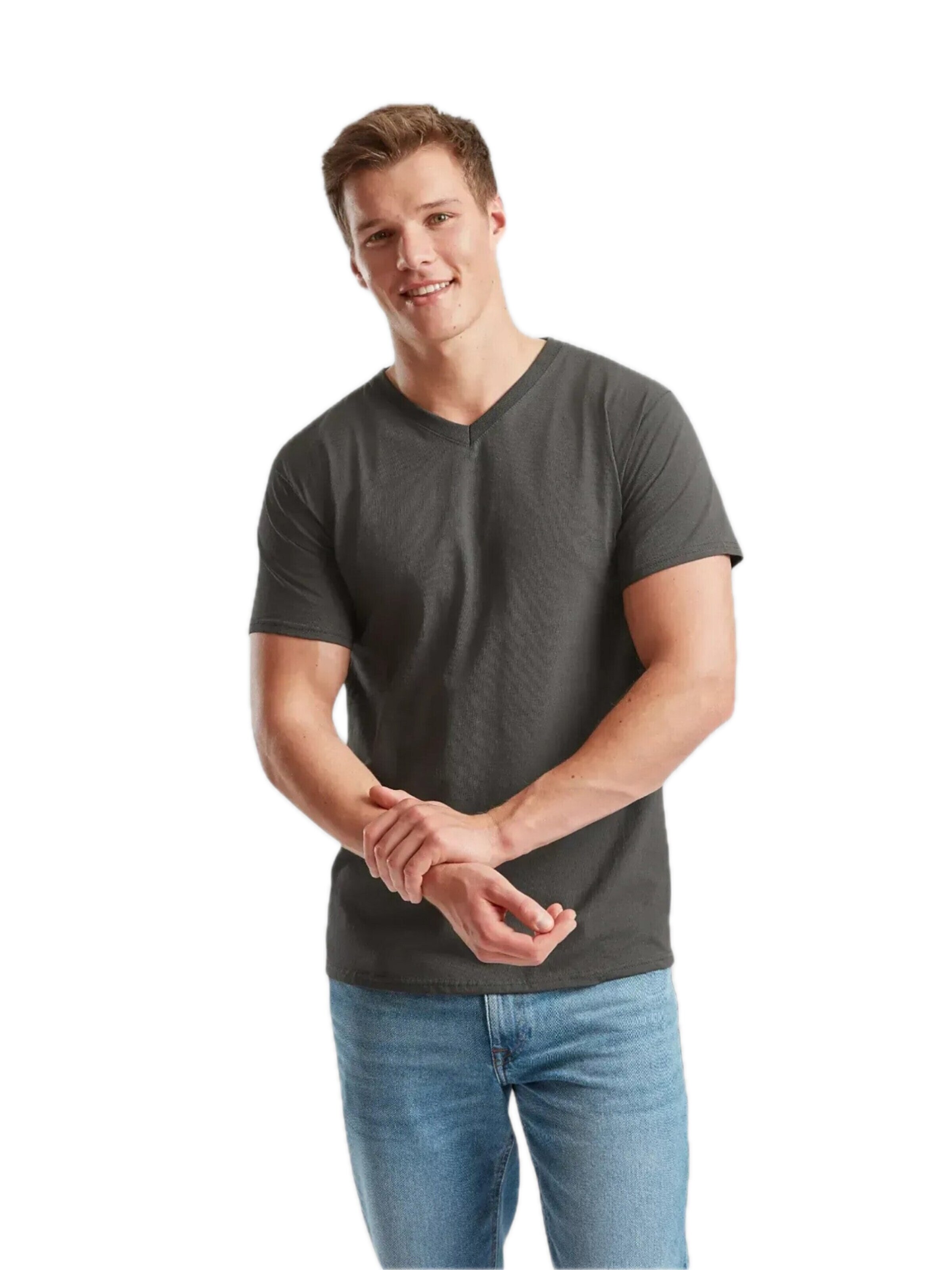 T-Shirt 'V-Neck T-shirt' FRUIT OF THE LOOM en gris