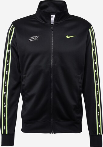 Nike Sportswear Sweat jacket 'Repeat' in Black: front