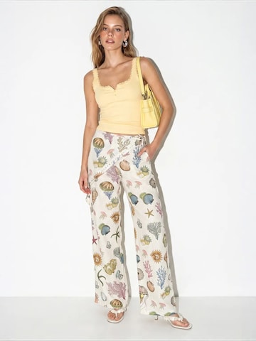 Wide Leg Pantalon Bianco Lucci en mélange de couleurs : devant