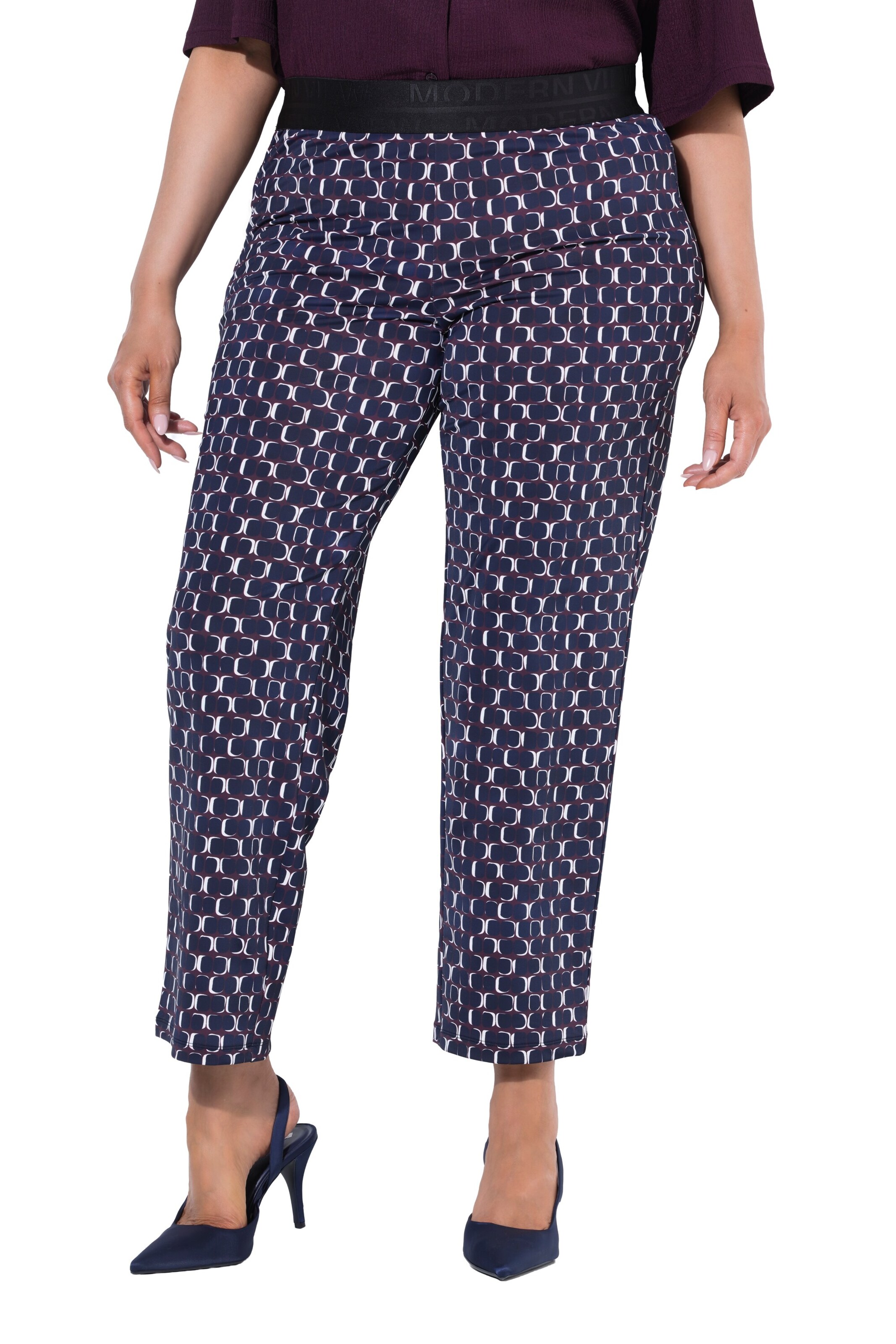 Ulla Popken Slimfit Broek 'Sienna' in Lila: voorkant