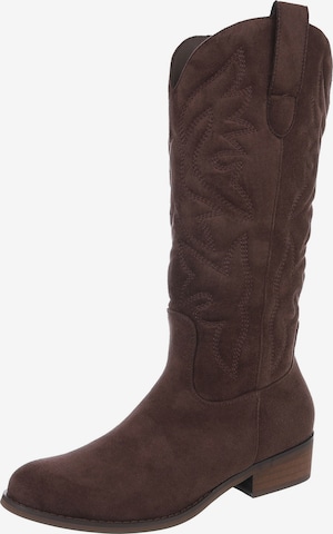 Ital-Design Cowboy Boots in Brown: front