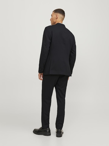Buy Jack & Jones Navy Blue Self Designed Single Breasted Slim Fit Casual Blazer