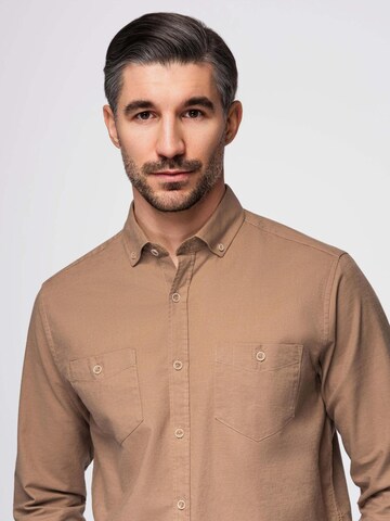Regular fit Camicia di Ombre in marrone