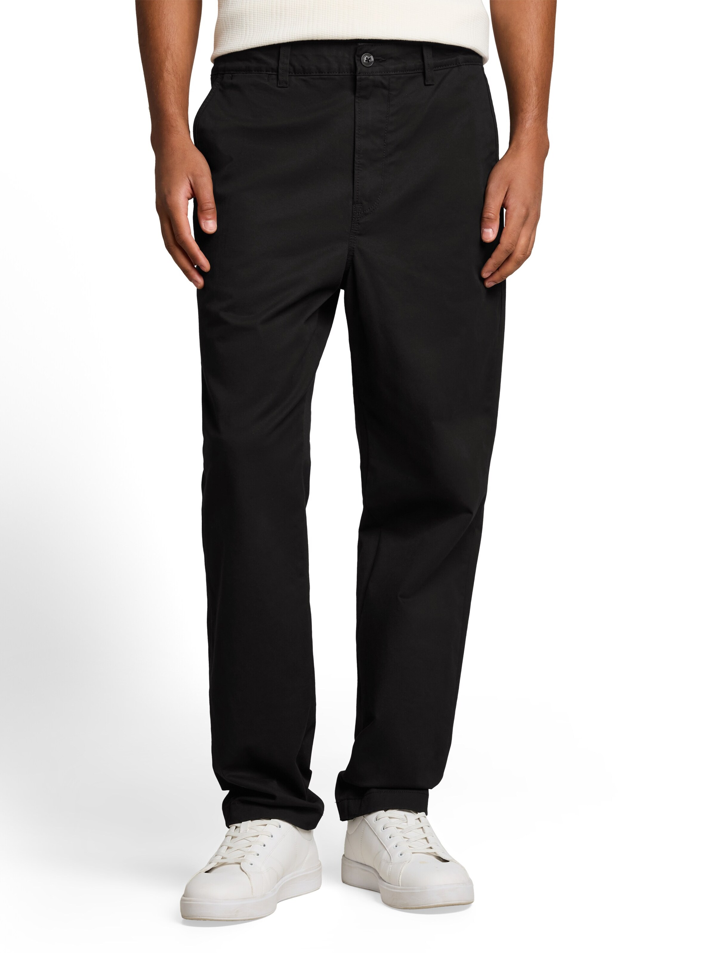 Loosefit Pantalon chino TOM TAILOR DENIM en noir : devant