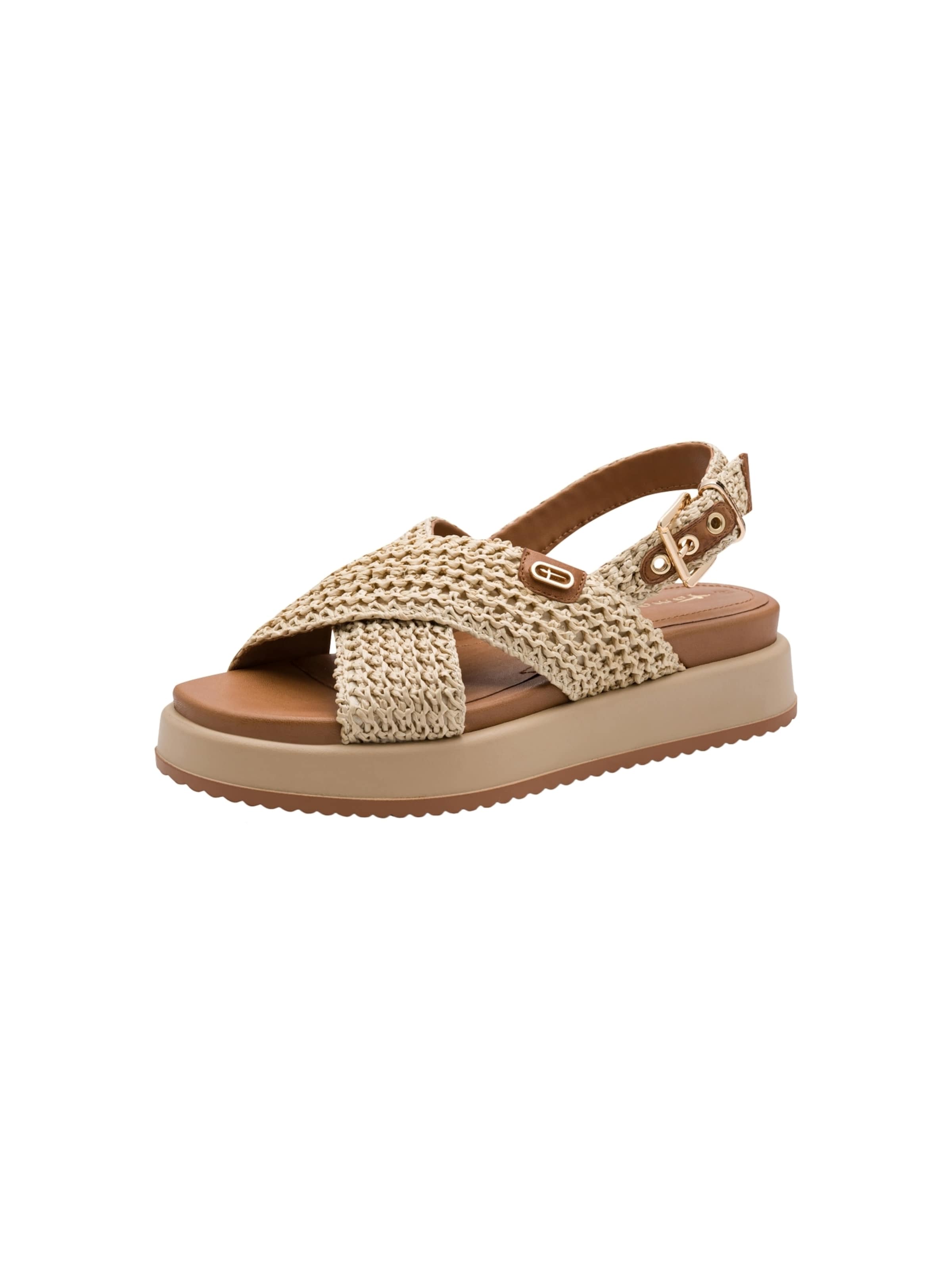 Tamaris Sandale 'Ledersandalen Kompensiert'‌‌‌ in Beige: Vorderseite