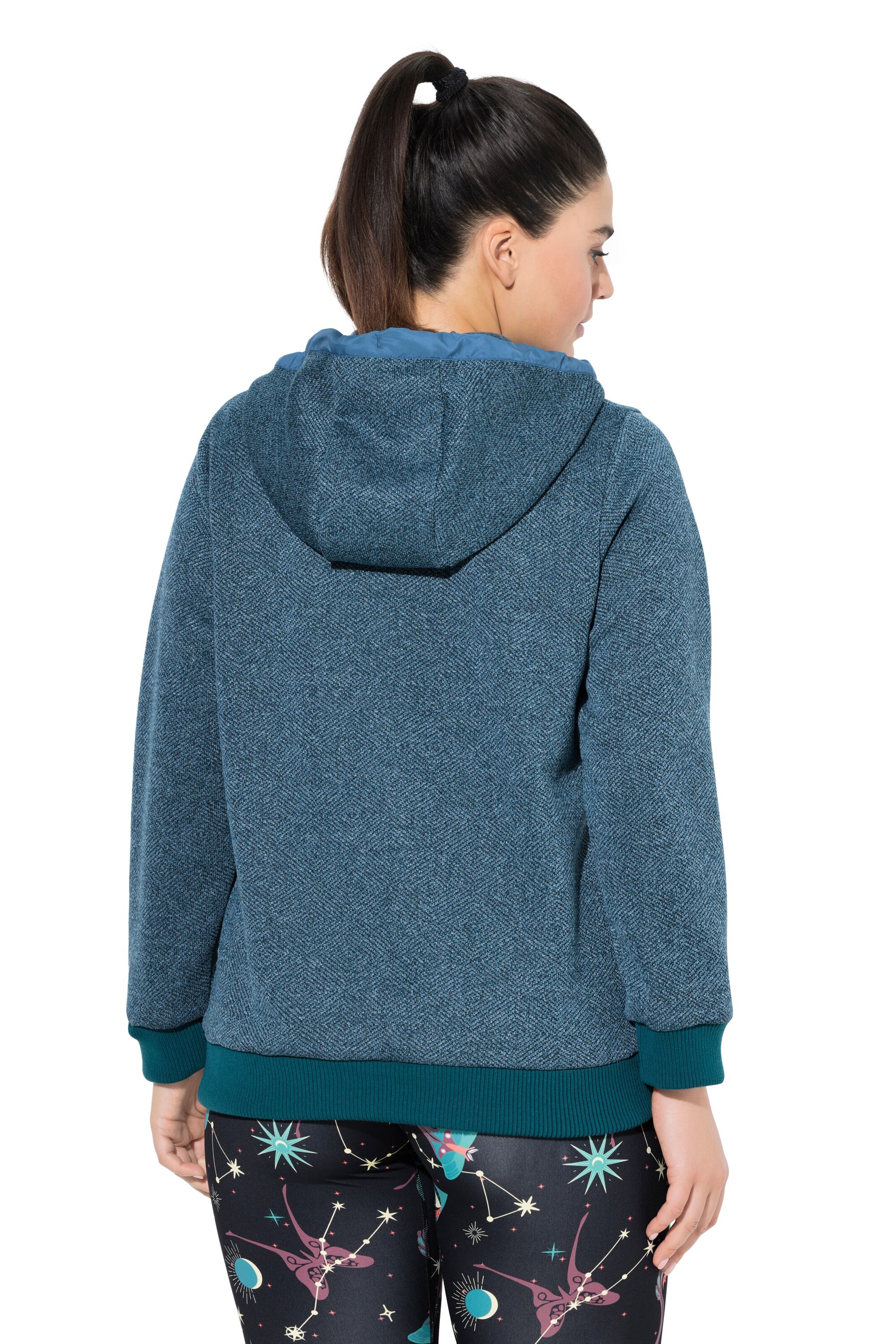 Ulla Popken Zip-Up Hoodie in Blue