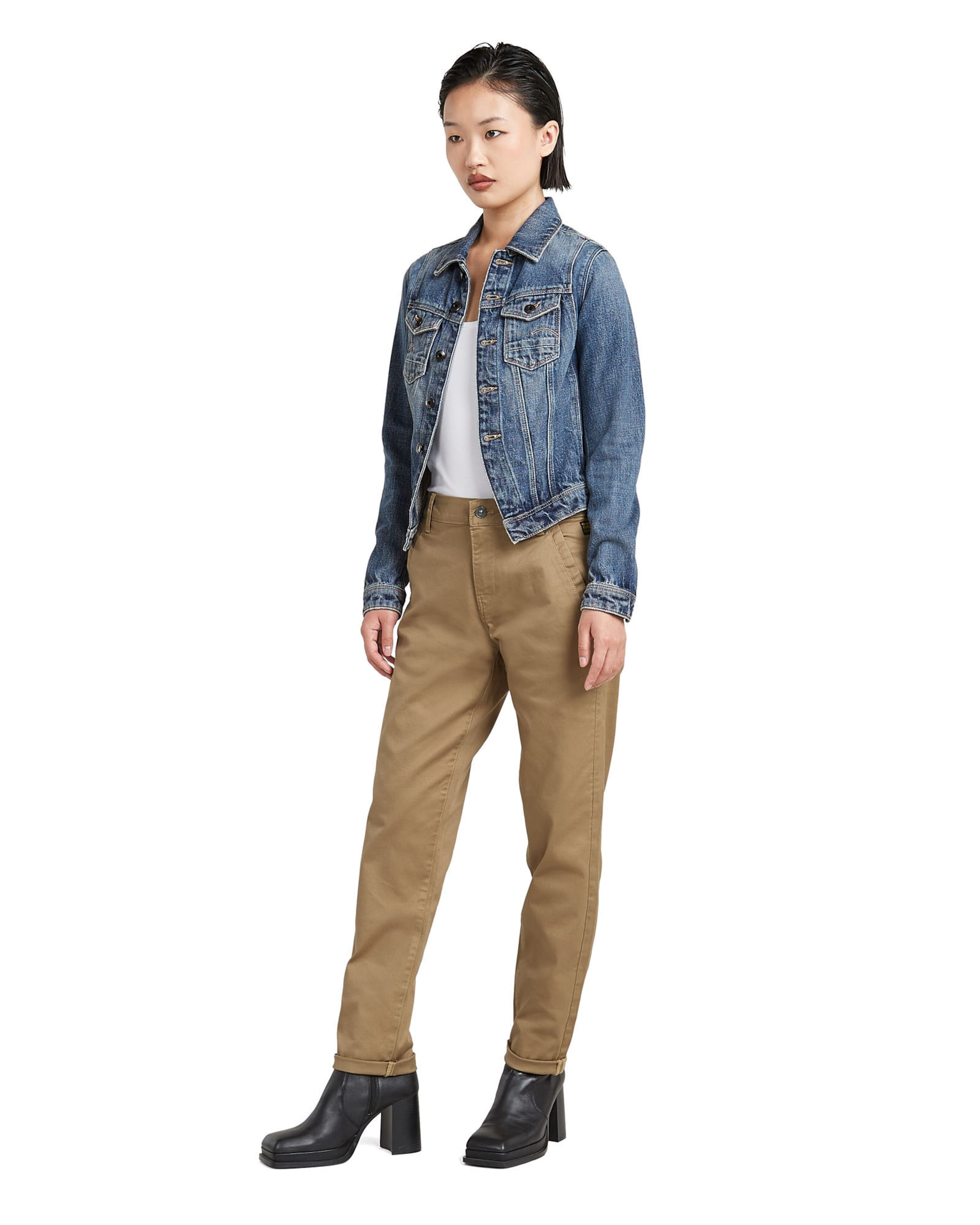 brūns G-STAR Pakapēniski sašaurināts piegriezums Čino bikses 'Kate'