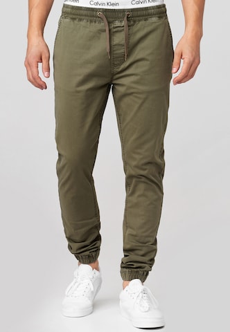 Regular Pantalon 'Fields' INDICODE JEANS en vert : devant