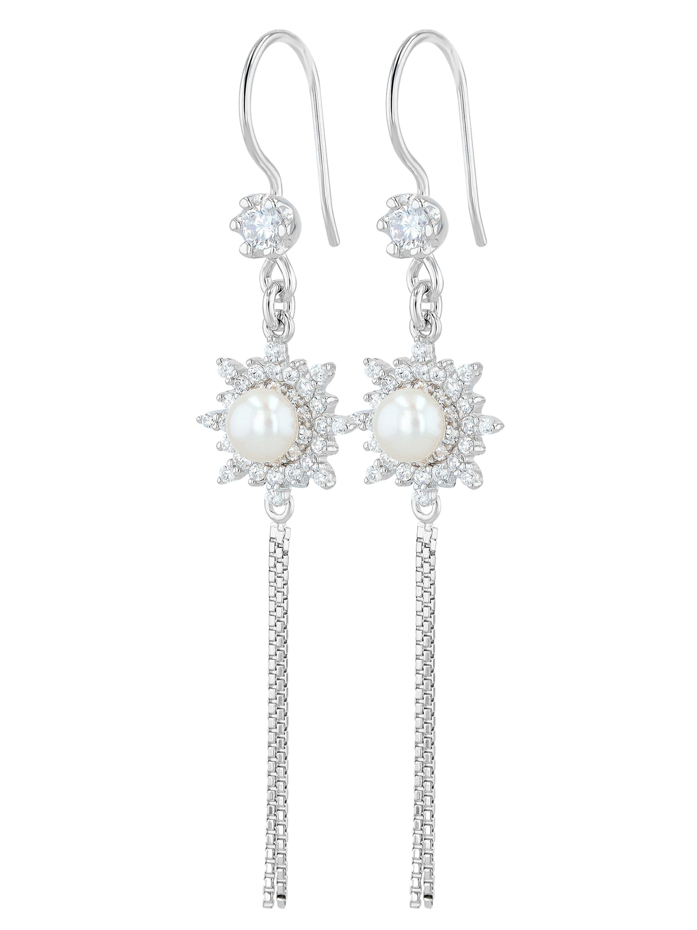 Akzent Earrings '"Iwa" aus 925 Sterlingsilber, rhodiniert, langlebig' in Silver