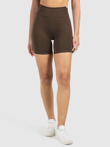 Smilodox Slim fit Sports trousers 'Amaze Scrunch' in Brown: front