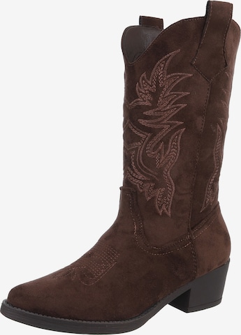 Ital-Design Cowboystiefel in Braun: Vorderseite