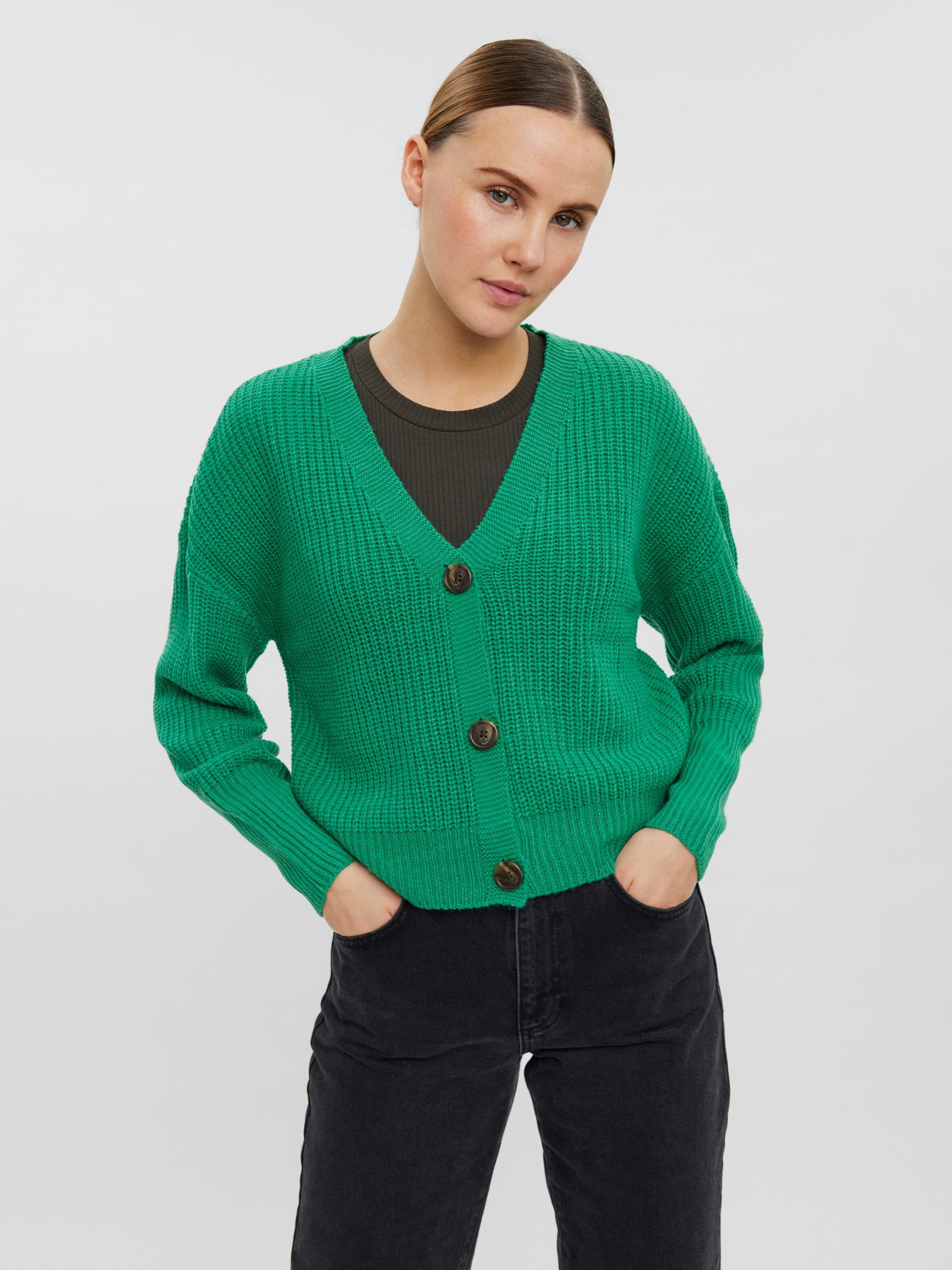 VERO MODA Knit Cardigan 'Lea' in Green 