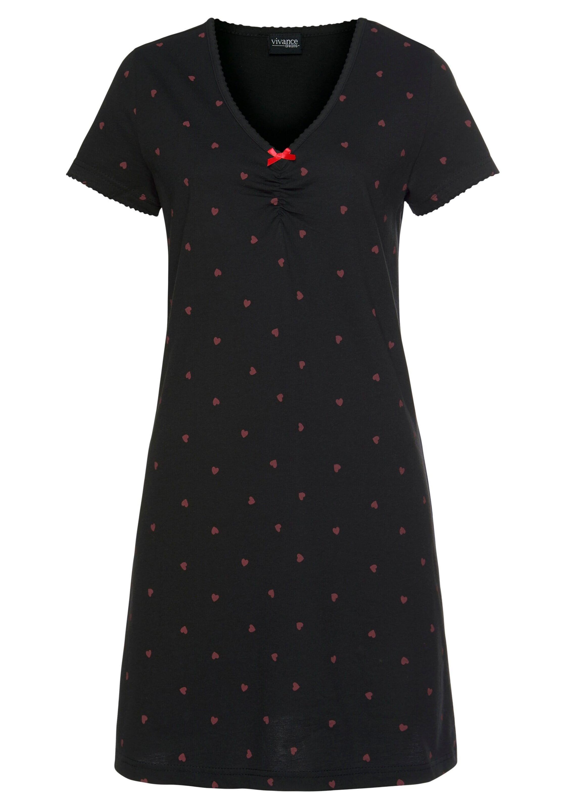 VIVANCE Spalna srajca | črna barva: sprednja stran