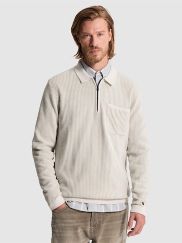 CAST IRON - Jersey 'Pullover with zip polo collar and chest pocket' en beige: frente