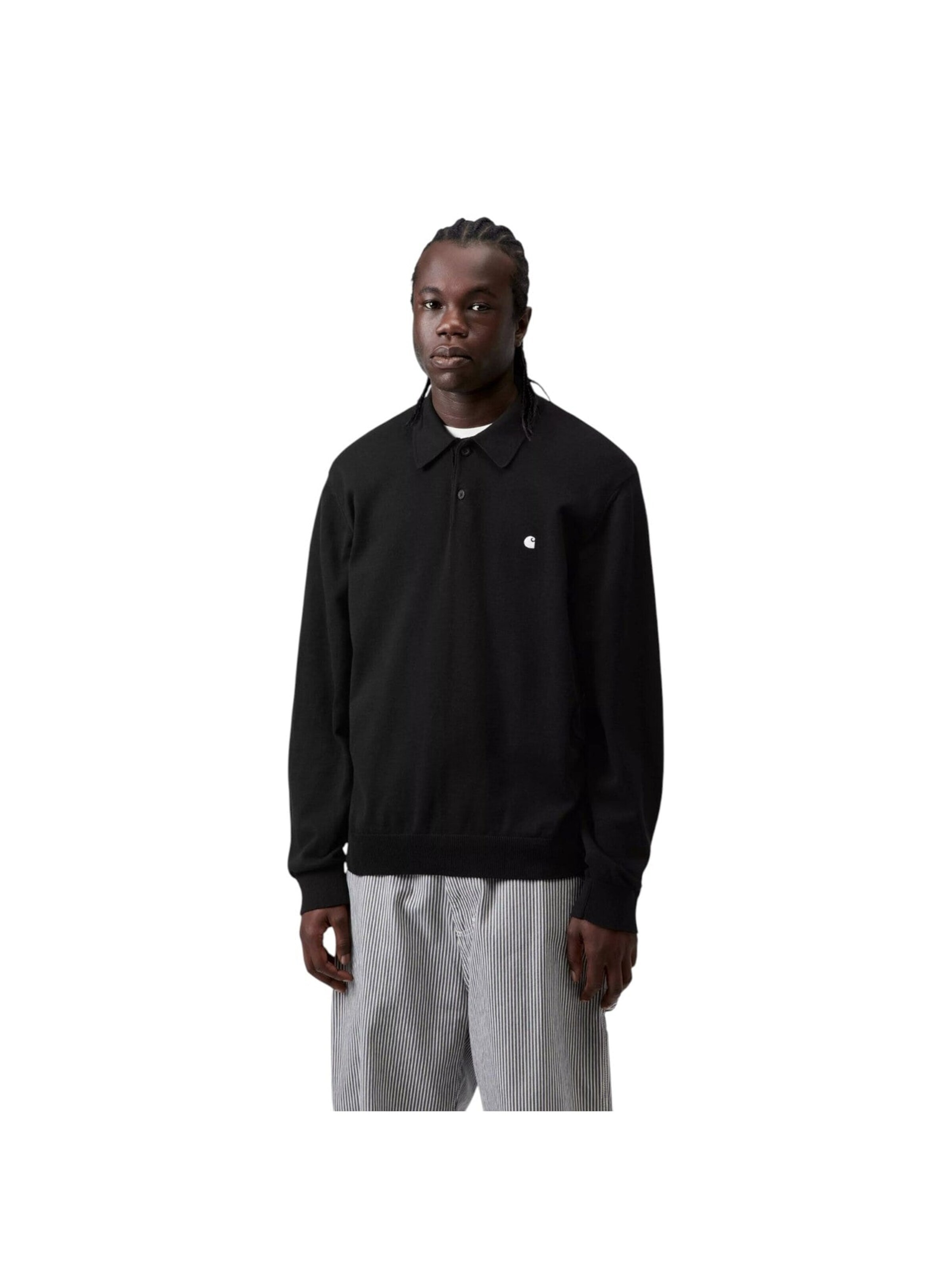 Carhartt WIP Sweter 'L/S Madison Polo Black' w kolorze czarny