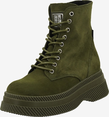 STEVE MADDEN Lace-Up Ankle Boots in Green: front