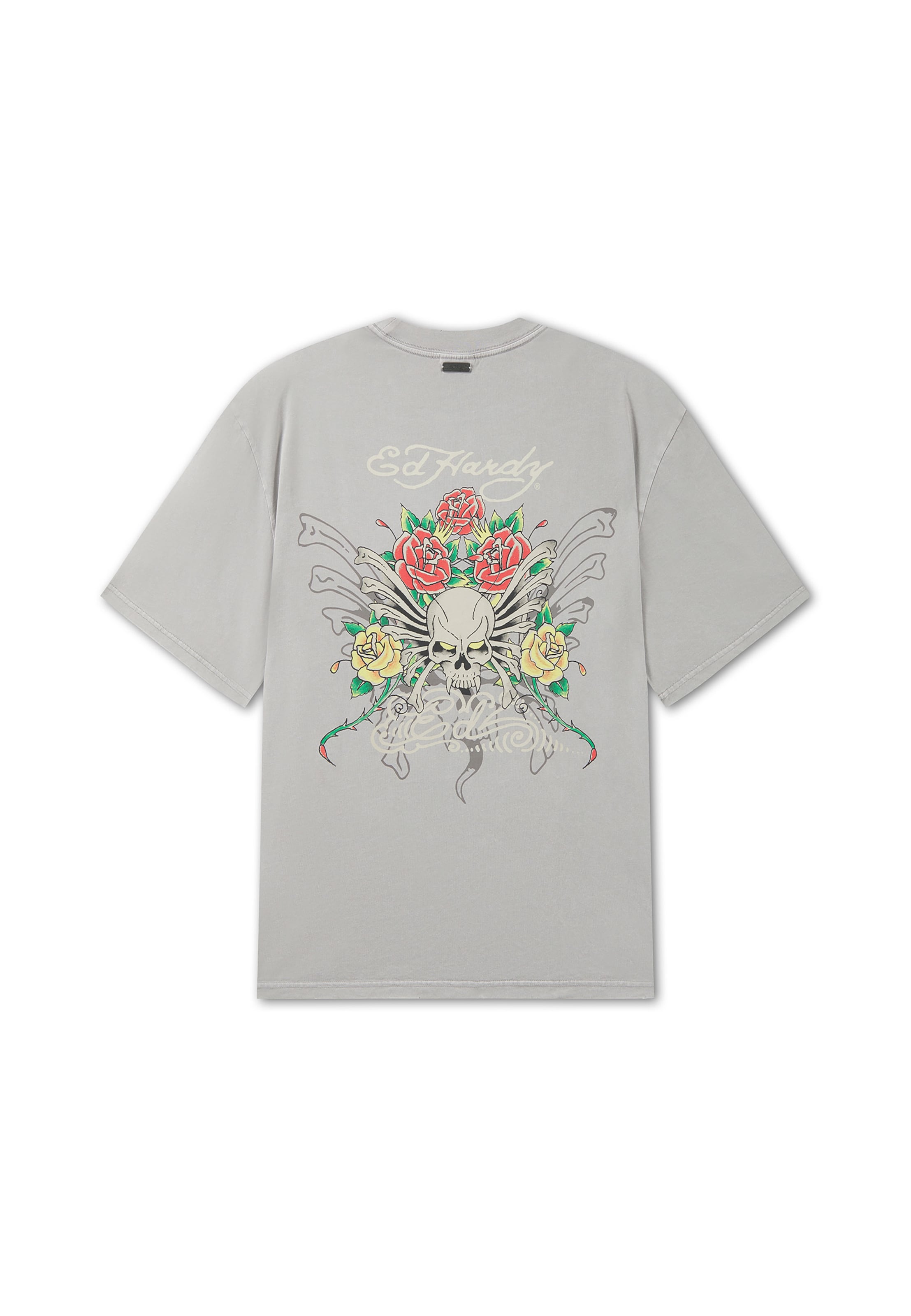 Ed Hardy Футболка 'Skull Rose' в Серый