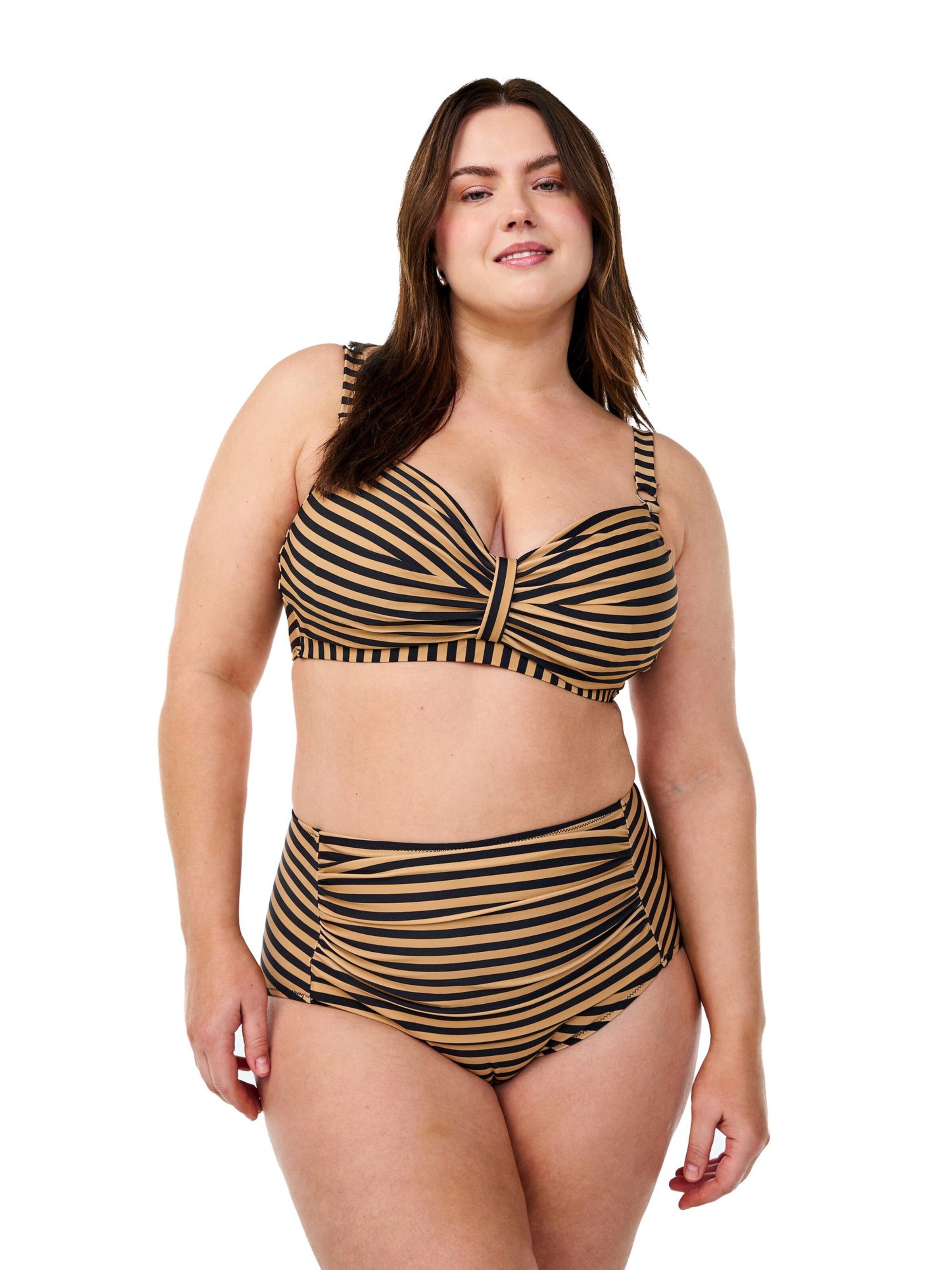 Swim by Zizzi Долнище на бански тип бикини в кафяво: отпред