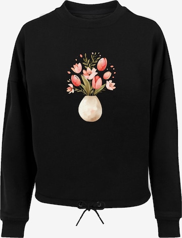 Sweat-shirt 'Rosa Frühlingsblumenstrauß in Vase' F4NT4STIC en noir : devant