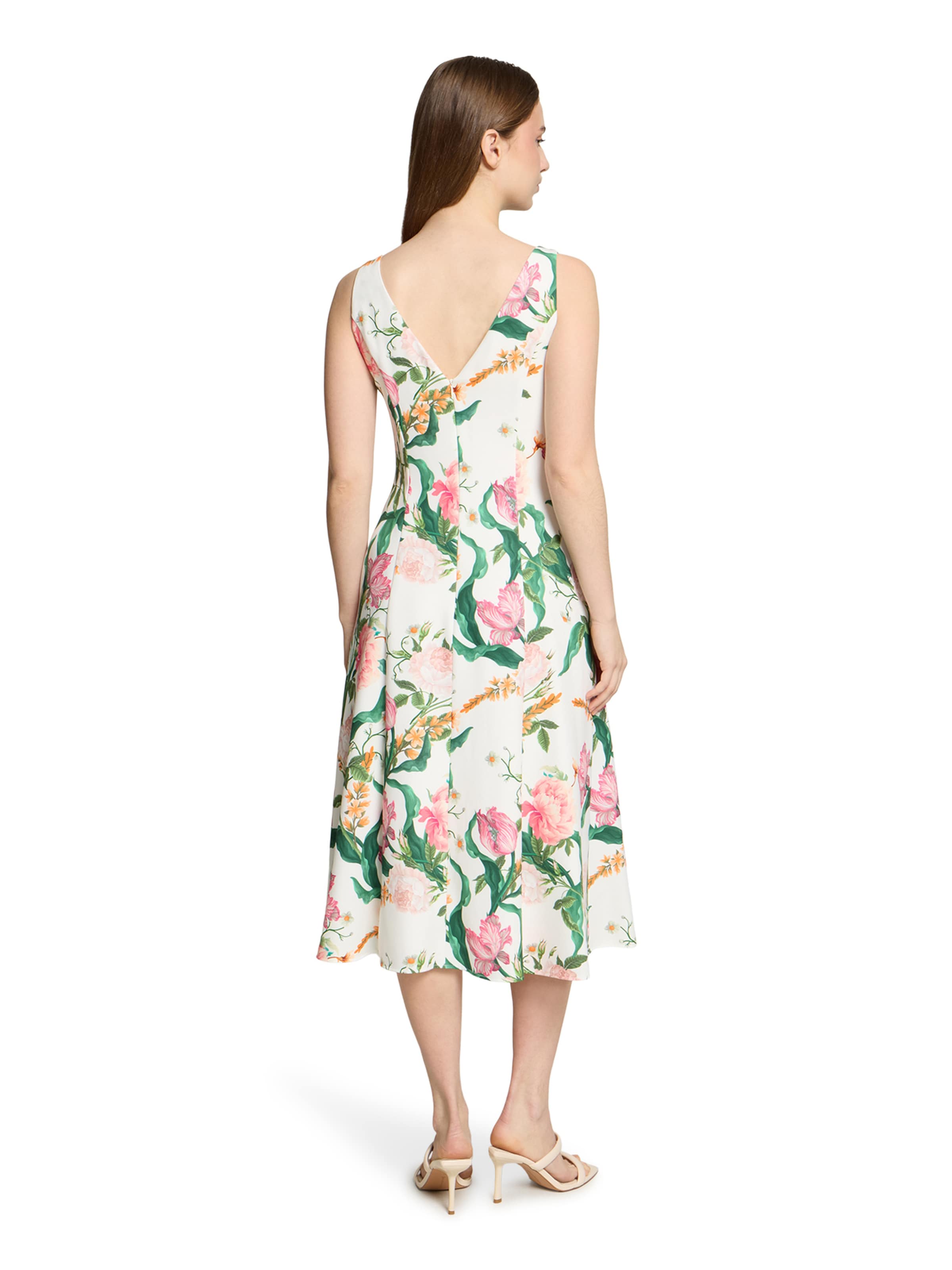 Vera Mont Blumenkleid mit Kellerfalten in Weiß