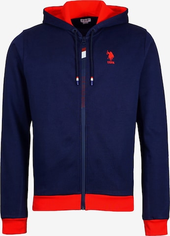 U.S. POLO ASSN. Zip-Up Hoodie in Blue: front