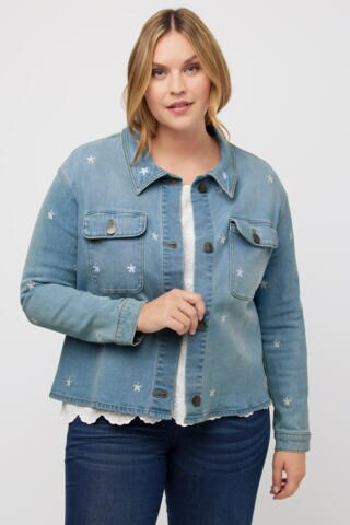 Ulla Popken Between-Season Jacket in Blue: front