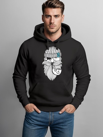 Neverless Sweatshirt 'Sailor Captain mit Pfeife' in Black